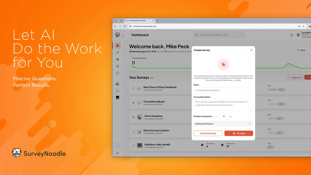 Surveynoodle review dashboard survey builder interface